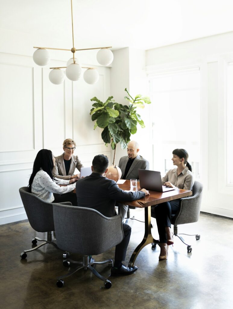 Happy business people in a meeting